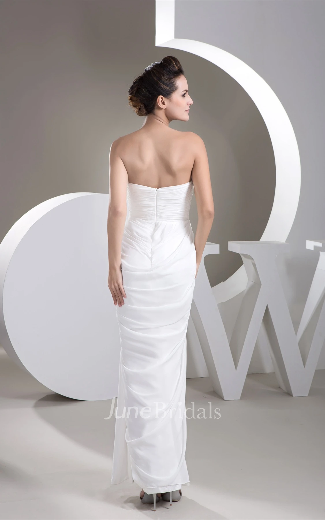 Sweetheart Criss-Cross Front-Split Dress with Pleats