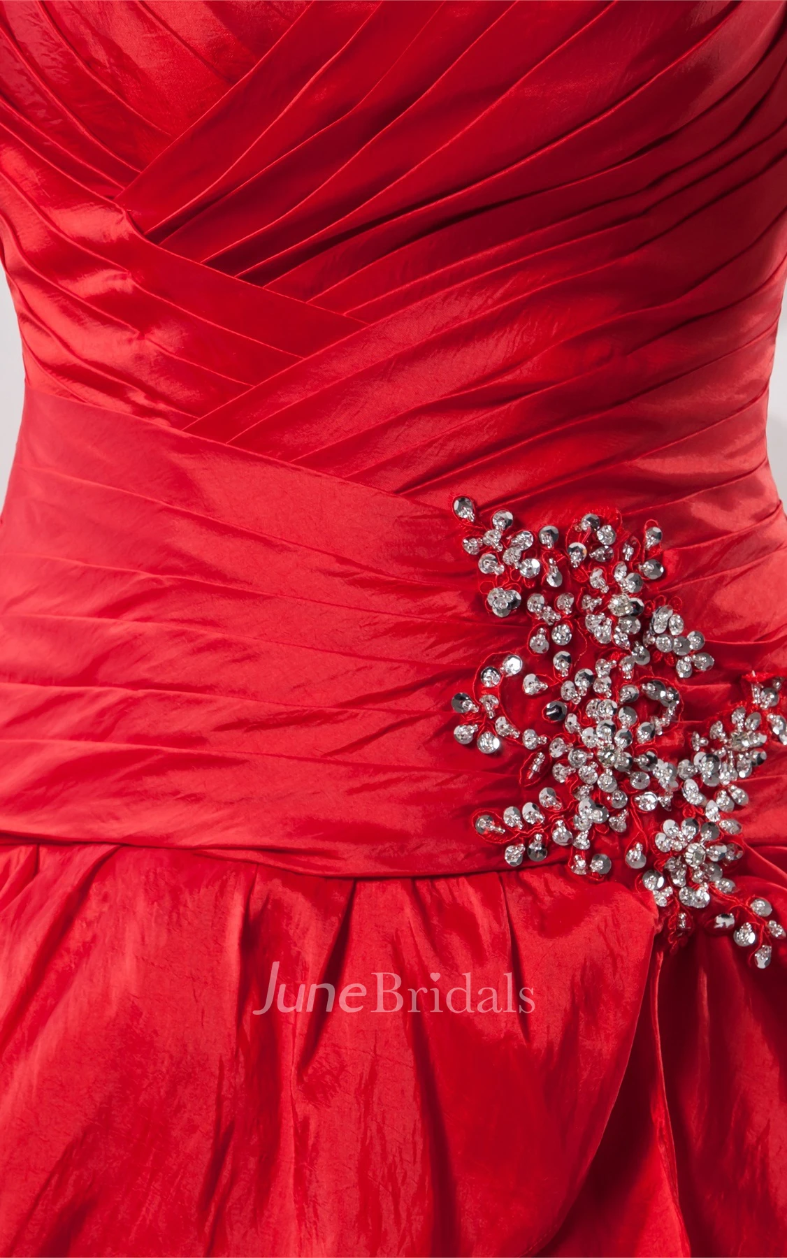 Sweetheart Criss-Cross Draped Gown with Crystal Detailing