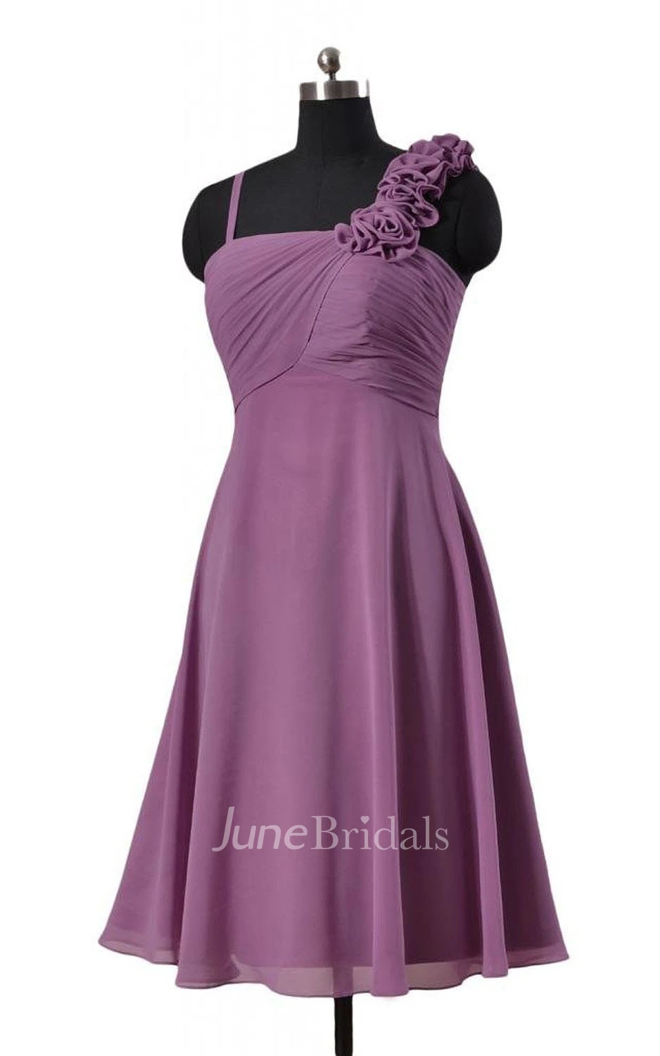 Sleeveless Appliqued Strap Knee-length Layered Chiffon Dress