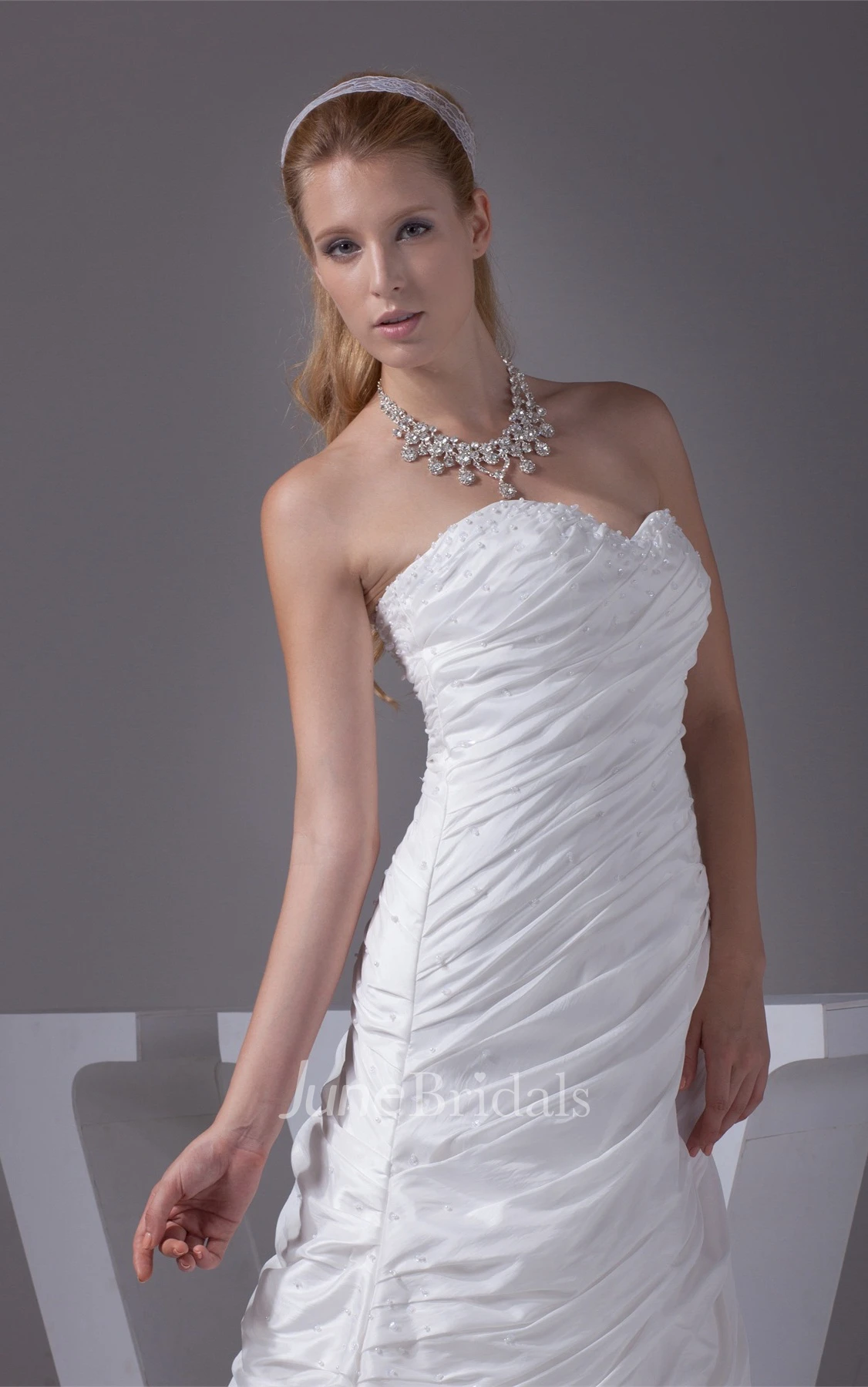 Sweetheart A-Line Dress with Sweep Train and Ruched Design