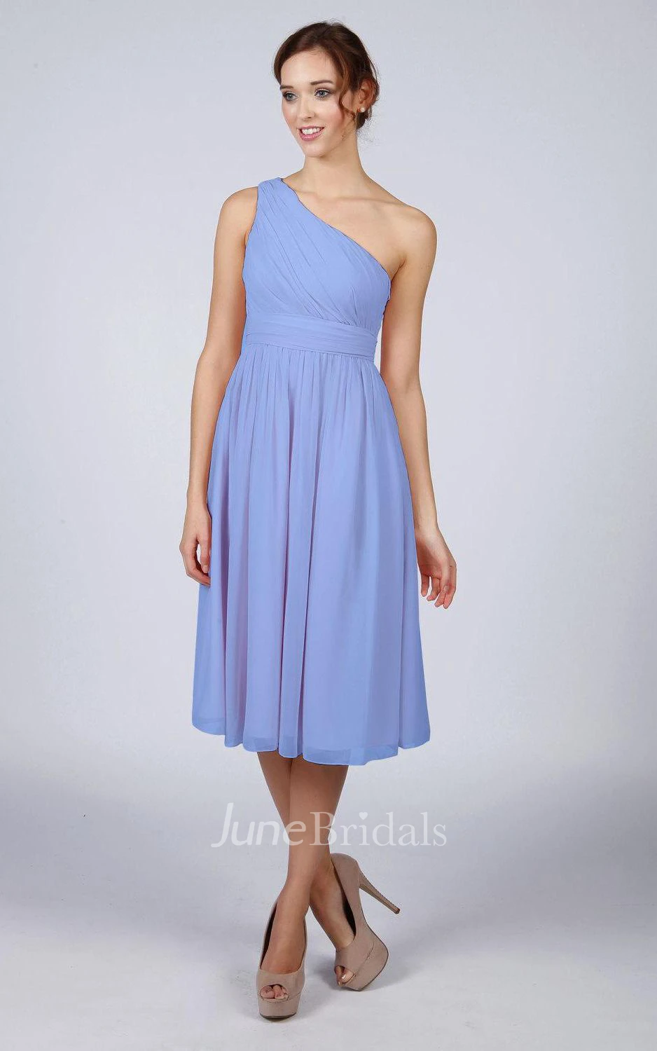 Kingfisher Blue One Shoulder Short Bridesmaid Prom Dress