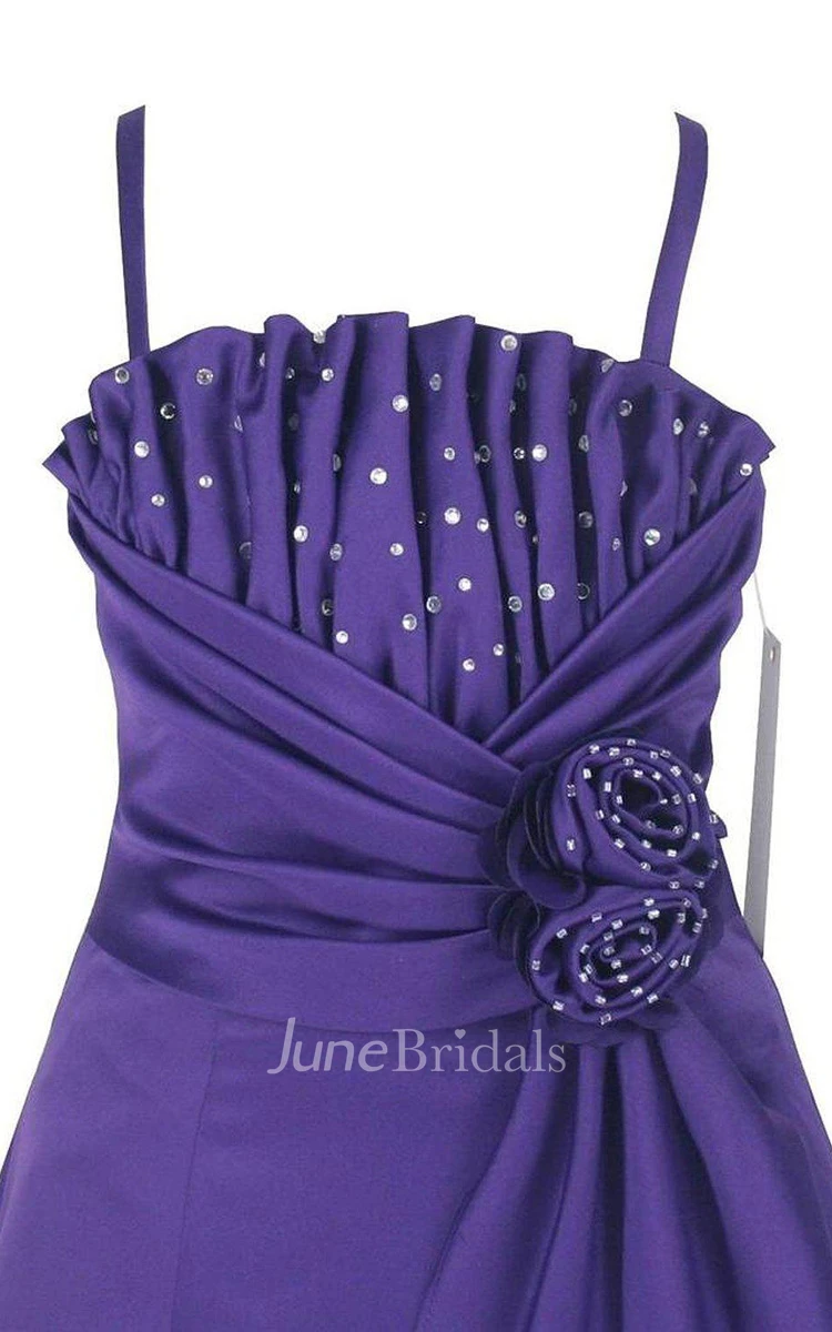 Sleeveless A-line Pleated Criss Cross Dress With Spaghetti Straps