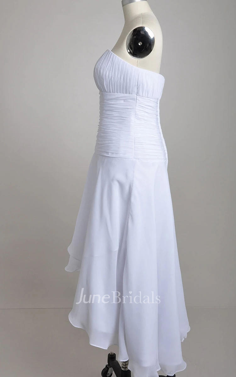 Strapless High-low A-line Chiffon Short Dress With Asymmetrical Front