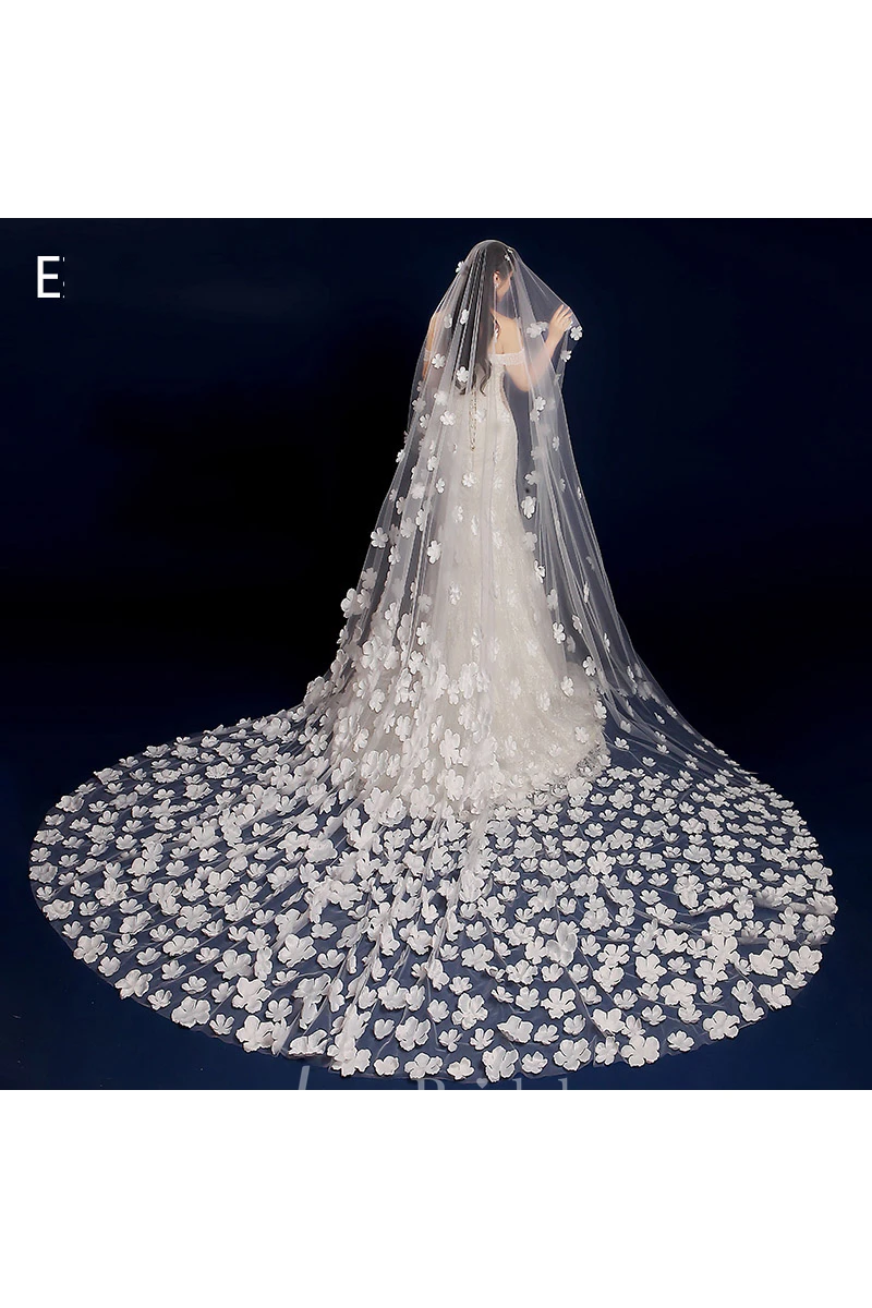 New Western Style Lace Appliques 3 Meters Long Encryption Trailing Veil