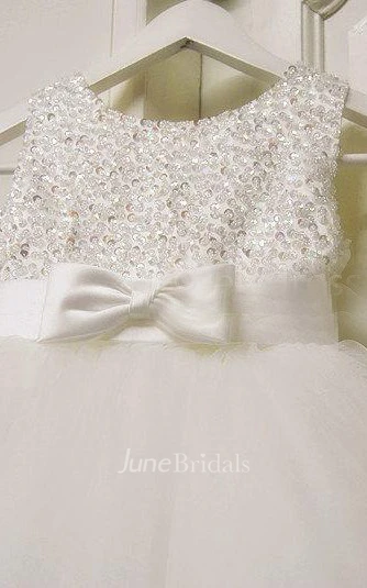 Beaded Sleeveless Jewel Tulle Ball Gown With Bow