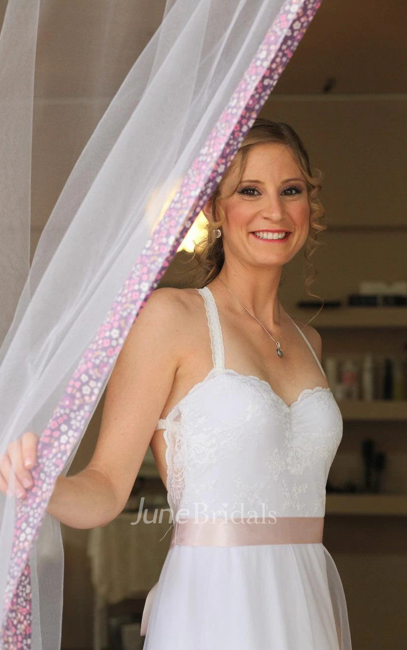 Tulle Backless Boho Wedding Dress Vintage Style With Sash