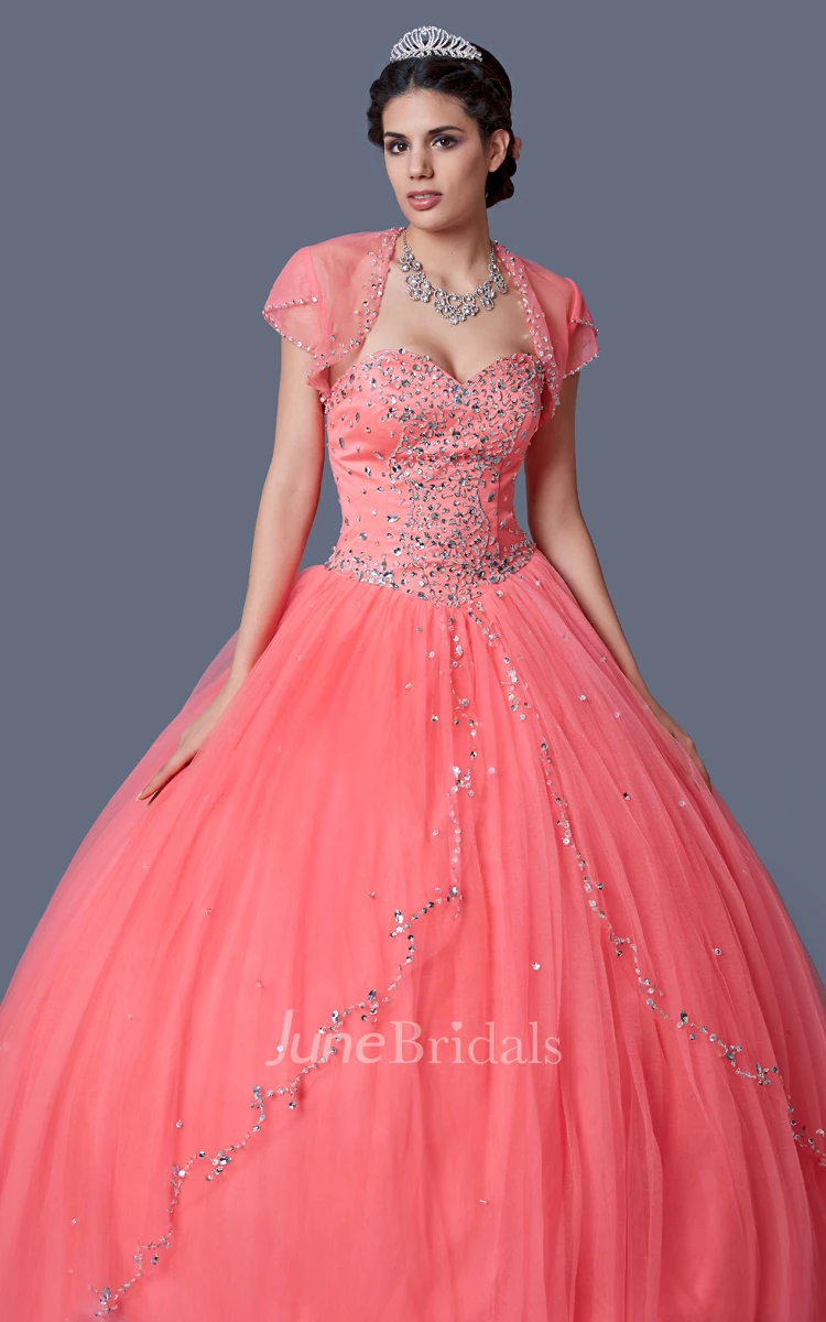 Elegant Princess Style Gown With Drift Away Beadwork on Skirt and Strapless Top
