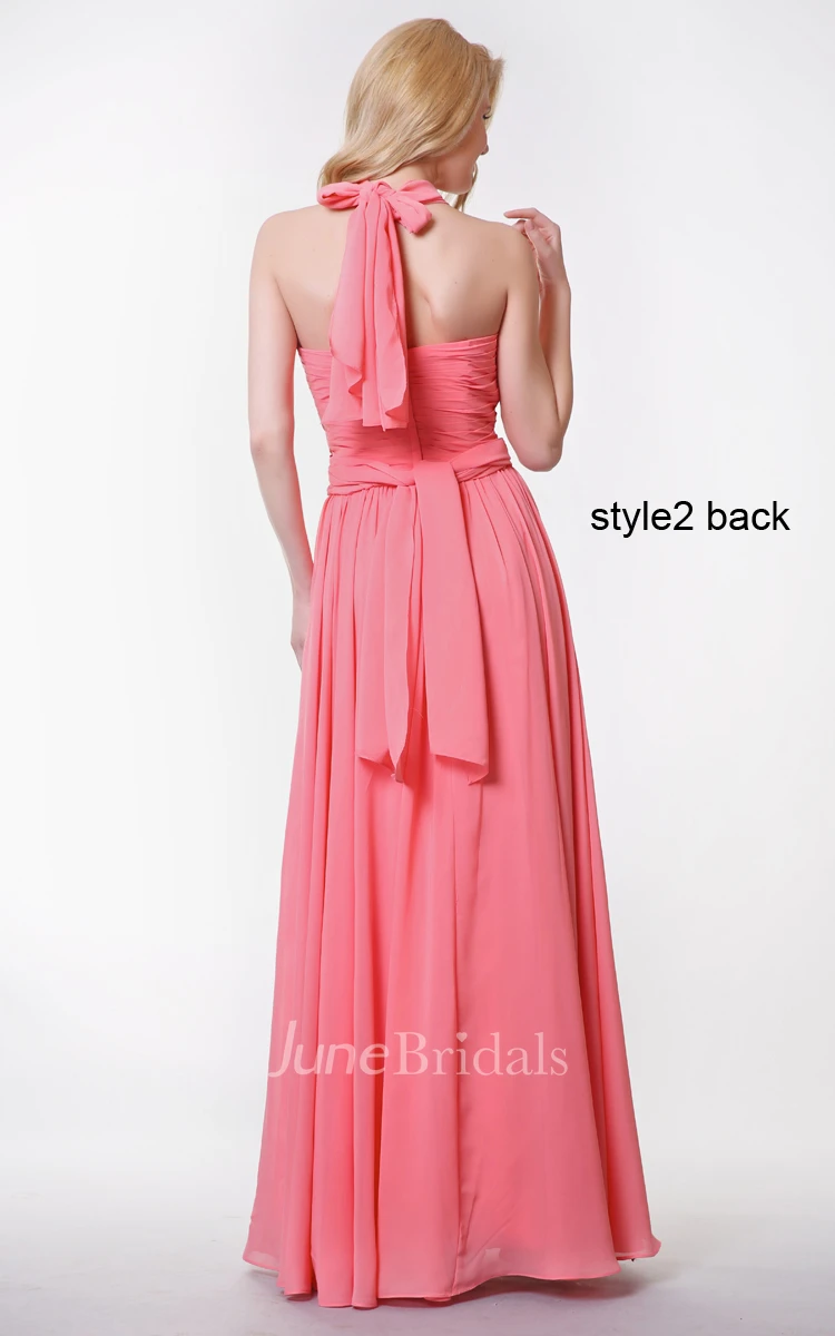 Sweetheart Pleated A-line Chiffon Gown With Convertible Straps