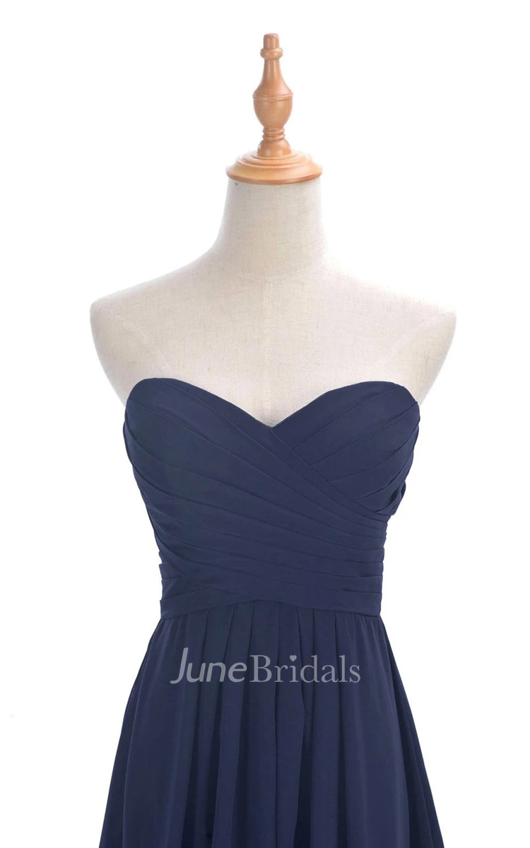 Strapless Ruched A-line Gown With Lace-up Back