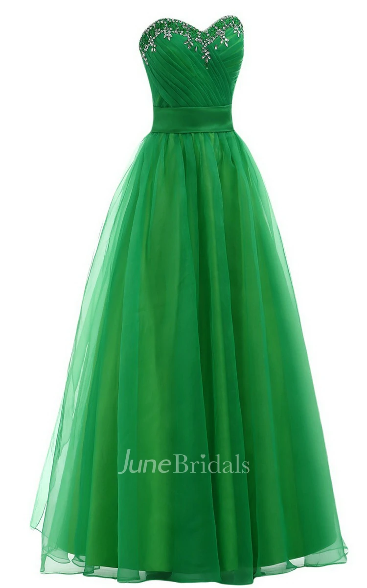 Sweetheart A-line Long Gown With Leaf Beadings