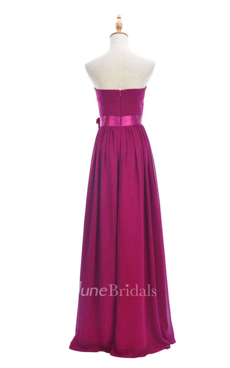 One-shoulder Sweetheart Long Empire Dress With Side Slit