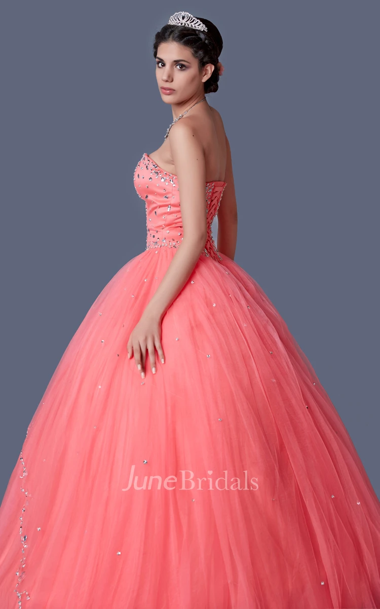 Elegant Princess Style Gown With Drift Away Beadwork on Skirt and Strapless Top