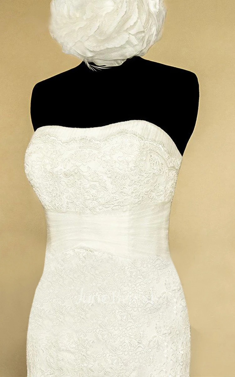 Strapless Mermaid Lace Dress With Corset Back