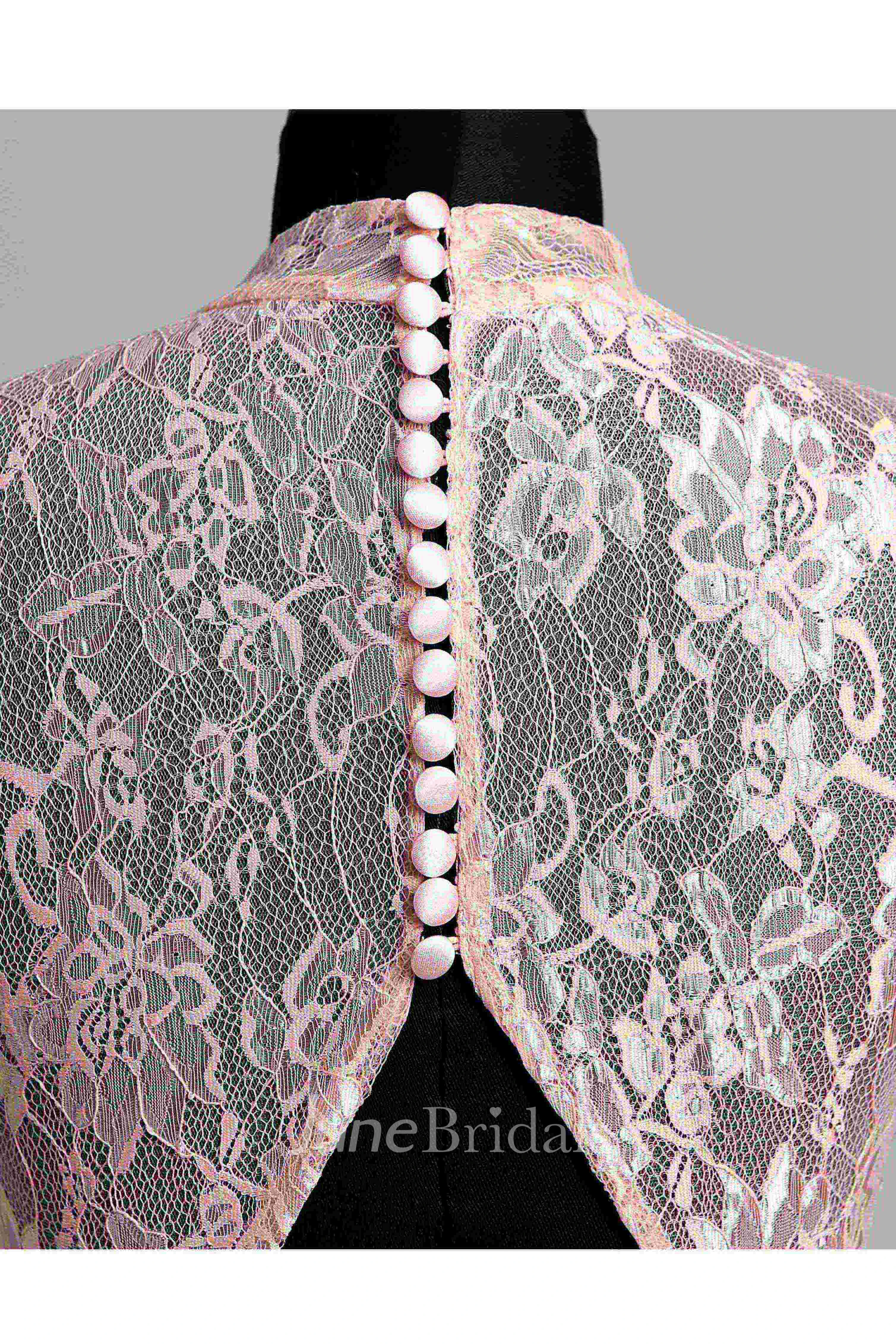 Short/Mini A-line High Neck Sleeveless Lace Dress with Illusion and Keyhole Back