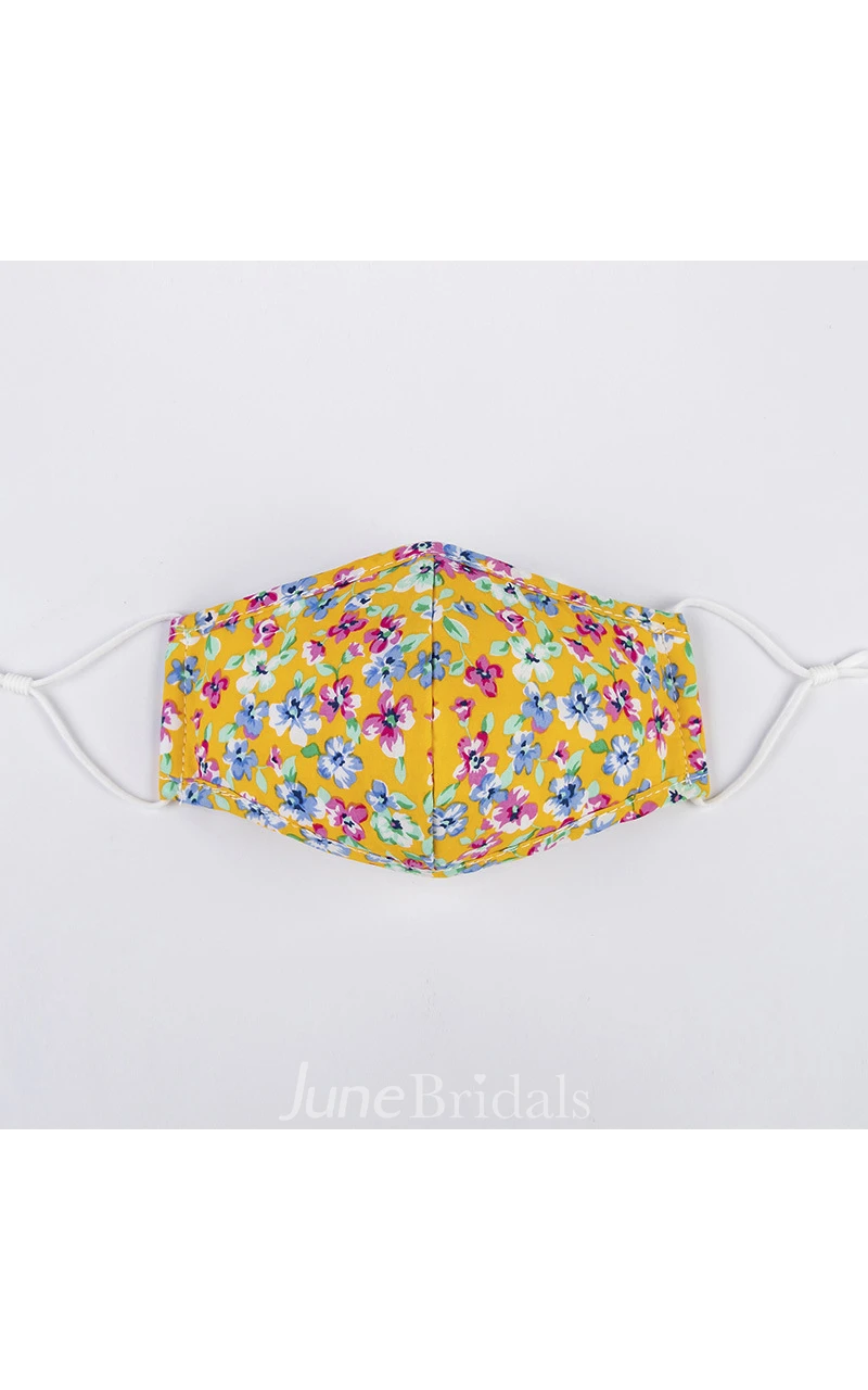 Non-medicial Cute Floral Patterned Cotton Washable Face Mask In 4 Colors