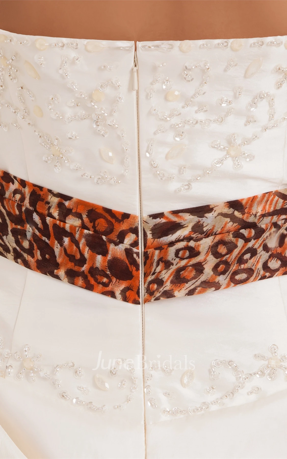 Strapless Leopard Pick-Up Gown with Tiers and Appliques