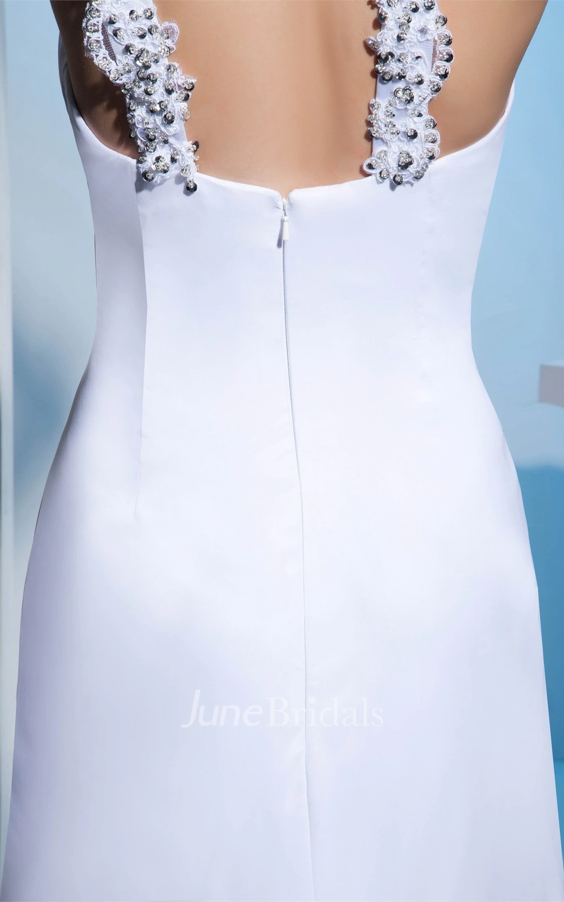 Sleeveless Ruched Sheath Dress with Beaded Neckline