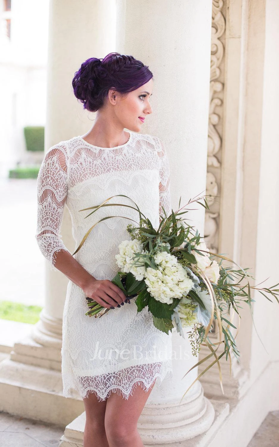 Sheath Short Lace Dress With Illusion Back