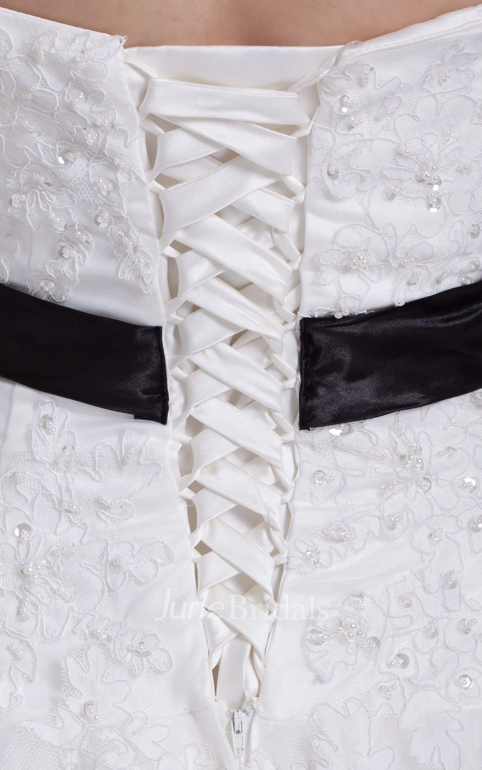 Strapless Appliqued Tulle A-Line Dress With Beading and Corset Back