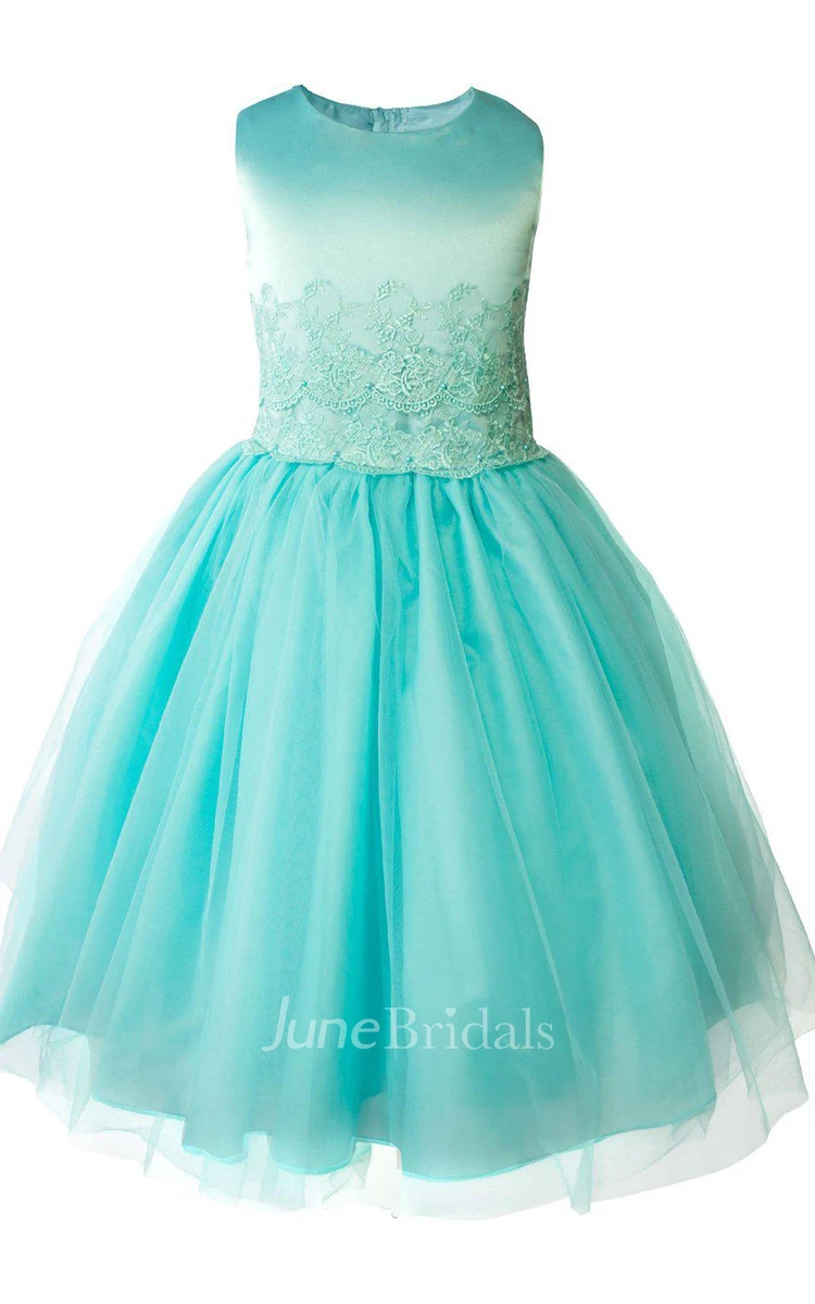 Sleeveless A-line Appliqued Dress With Pleats