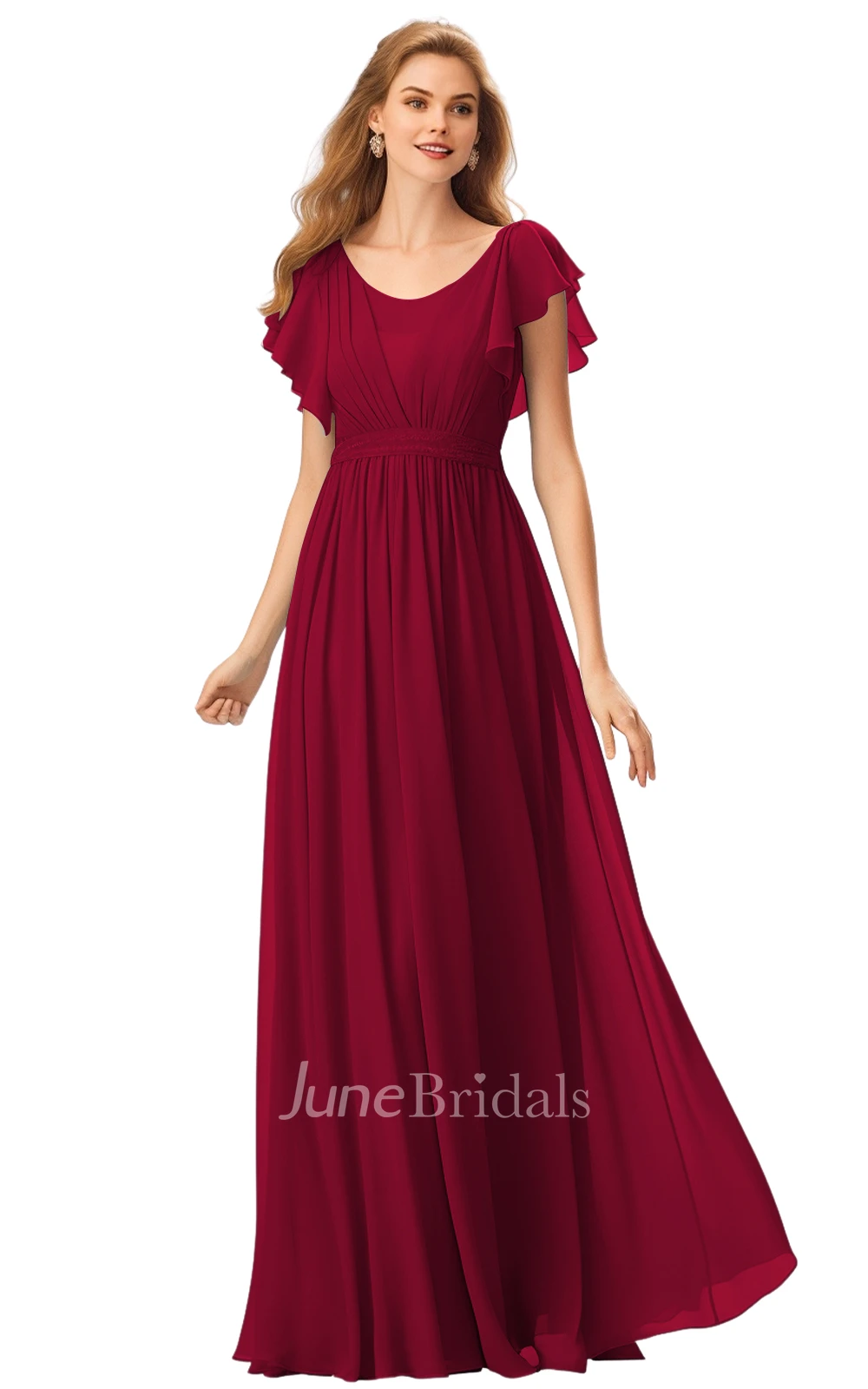 Casual A-Line Bateau Neck Chiffon Bridesmaid Dress