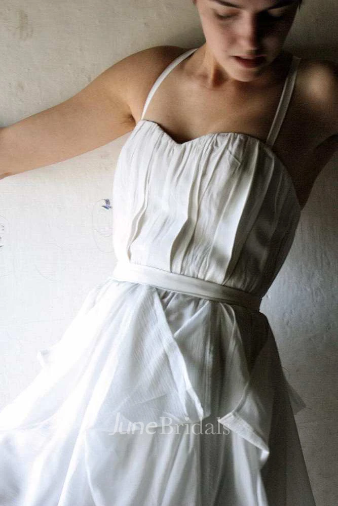 Spaghetti-Strap Short Pick Up Dress With Zipper