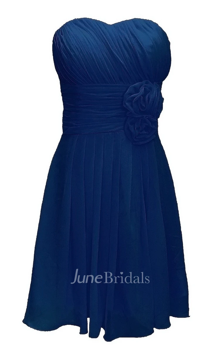 One-shoulder Sweetheart Short Dress With Floral Band