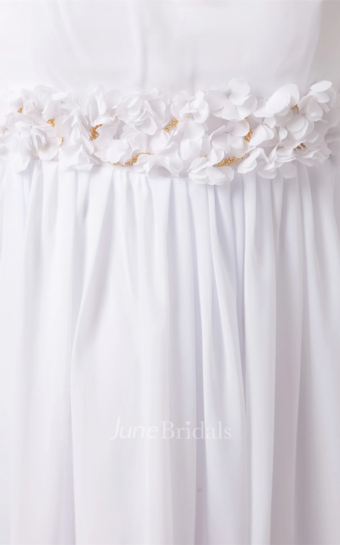 V-Neck Sleeveless Chiffon Long Dress with Floral Waist