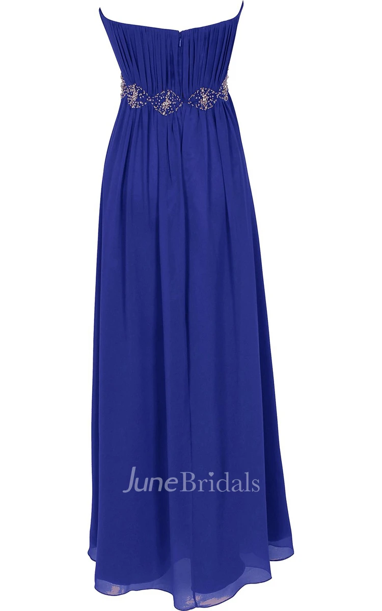 Strapless Ruffle Chiffon Dress With Beading