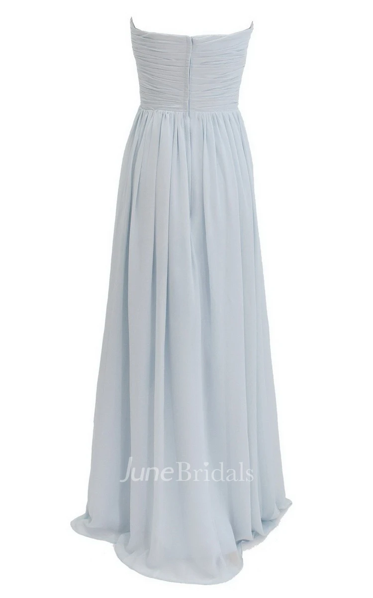 Sweetheart Ruched A-line Gown With Zipper Back