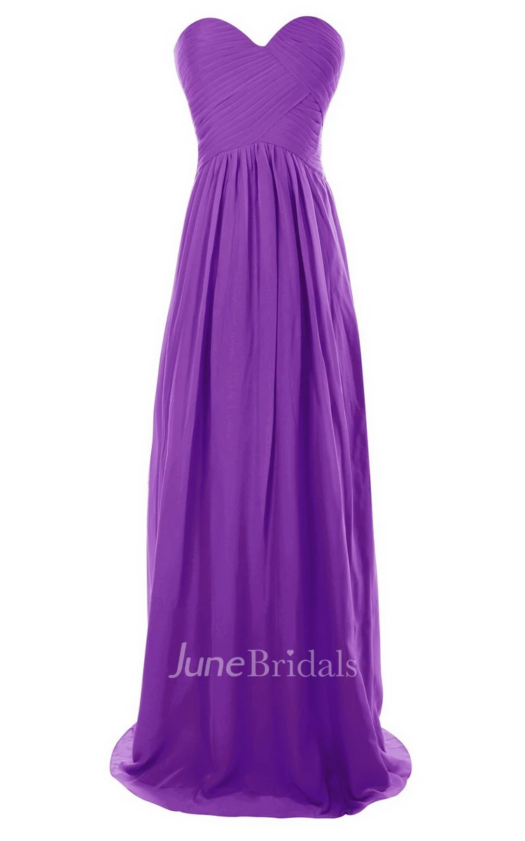 Sweetheart Long Chiffon Gown With Crisscross Ruching