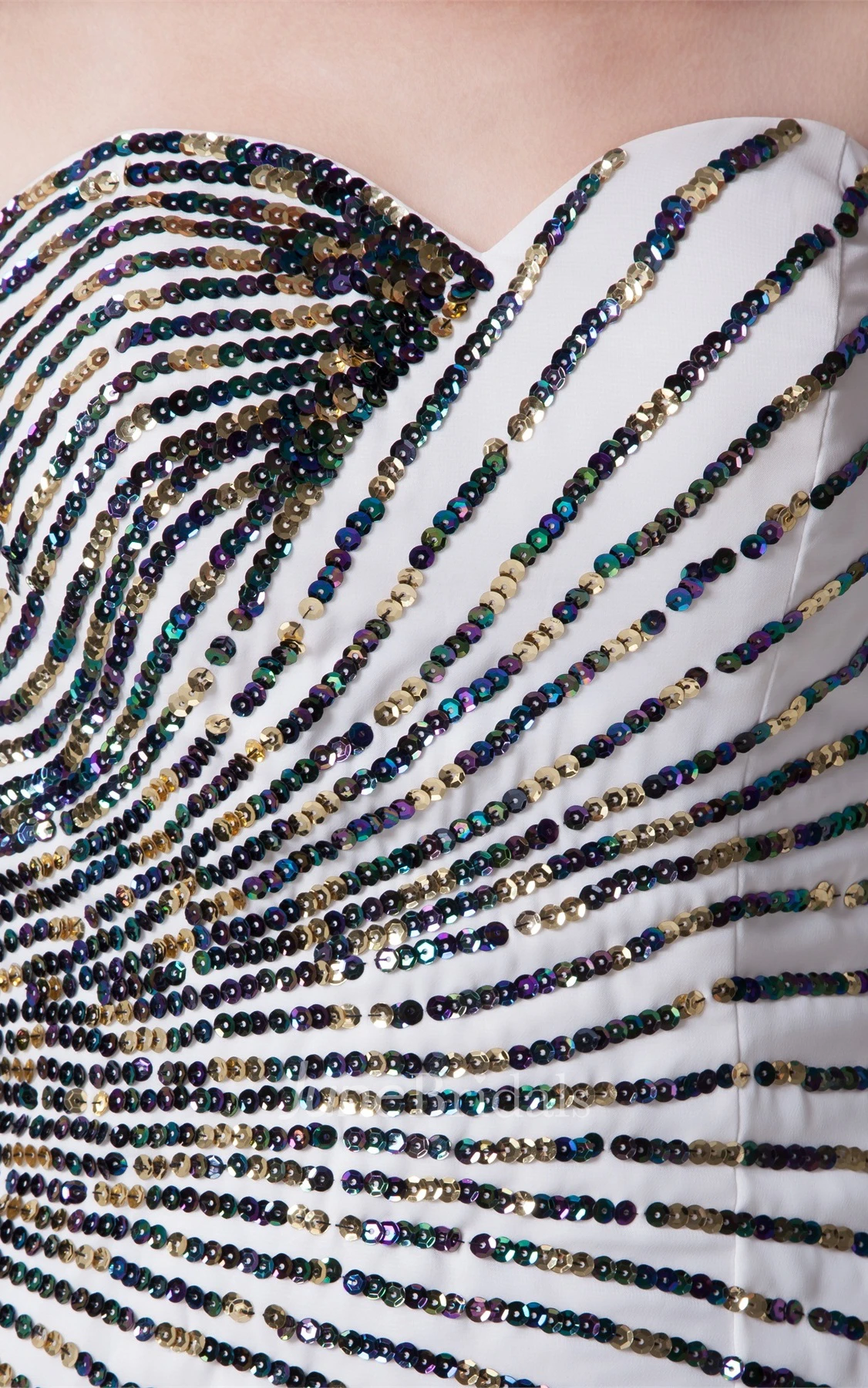 Asymmetrical Mini-Length Sweetheart Column Gown with Beadings