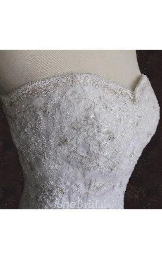 Sweetheart Lace-Up Back Mermaid Satin Wedding Dress With Sequins And Lace