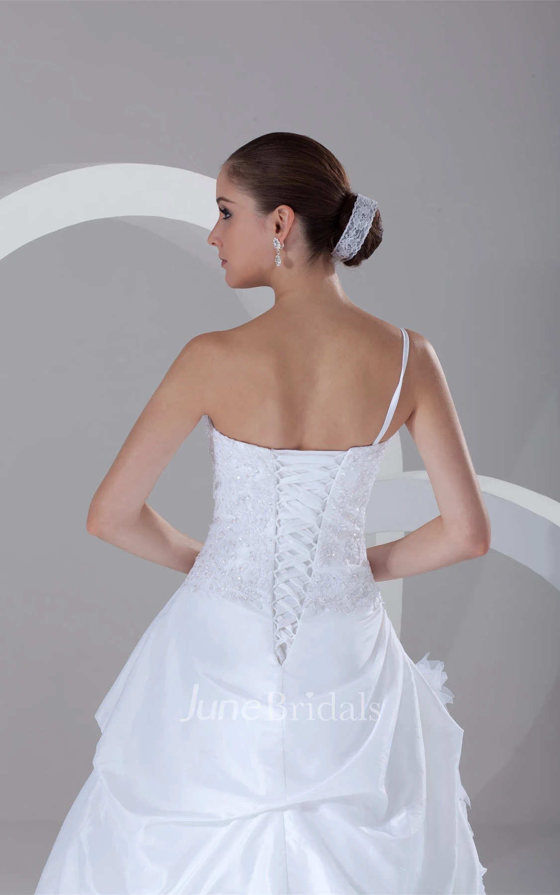 Spaghetti-Strap Pick-Up A-Line Ball Gown with Beading and Ruffles