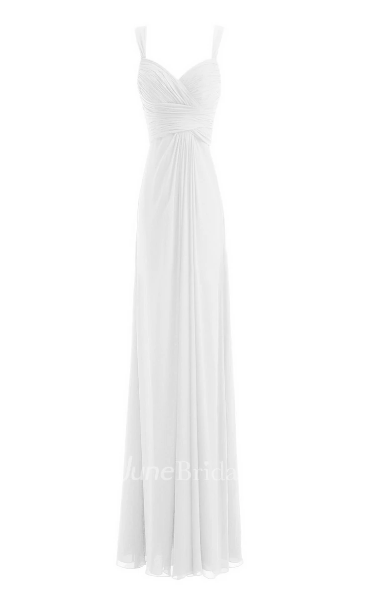 Sleeveless Empire Chiffon Dress With Criss-cross Ruching