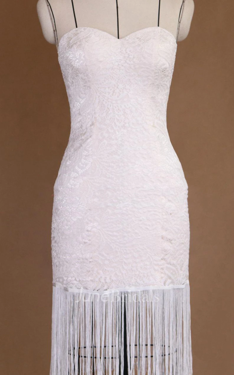 Two Piece Detachable Train Tassels Lace Organza Champagne Lining Dress