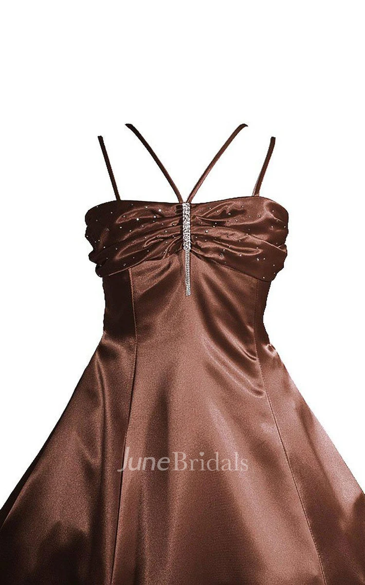 Sleeveless A-line Ruched Dress With Detachable Shawl