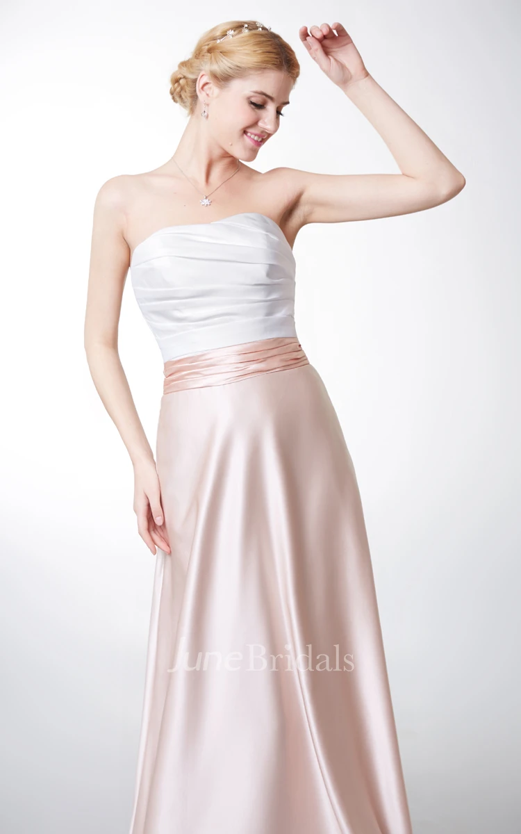 Backless Sleeveless A-line Satin Gown With Ruching