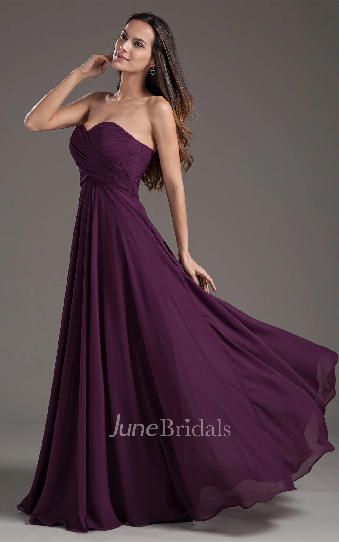 chiffon criss-cross maxi sweetheart dress with corset back and pleats