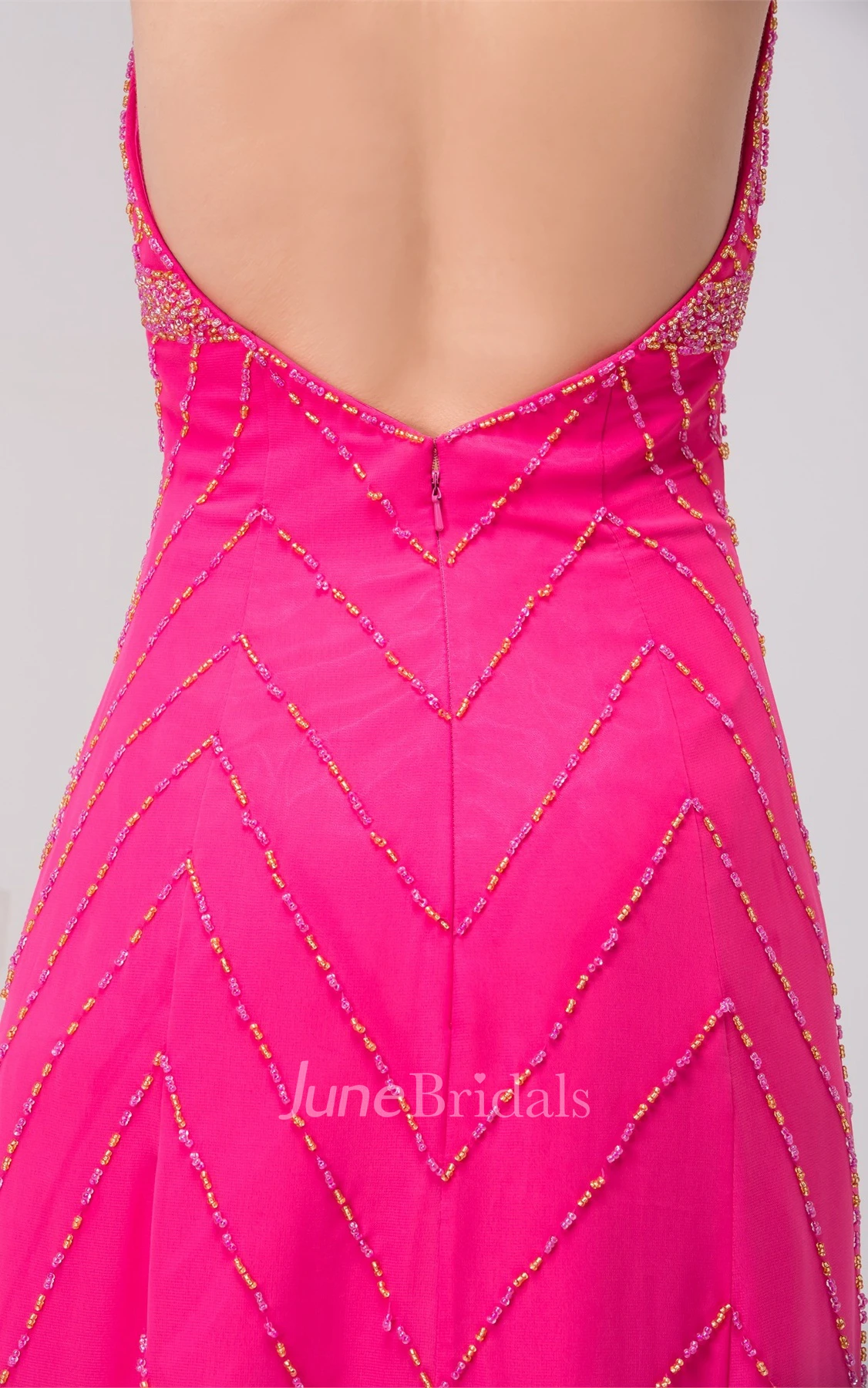 Sleeveless Floor-Length Dress with Halter and Stress