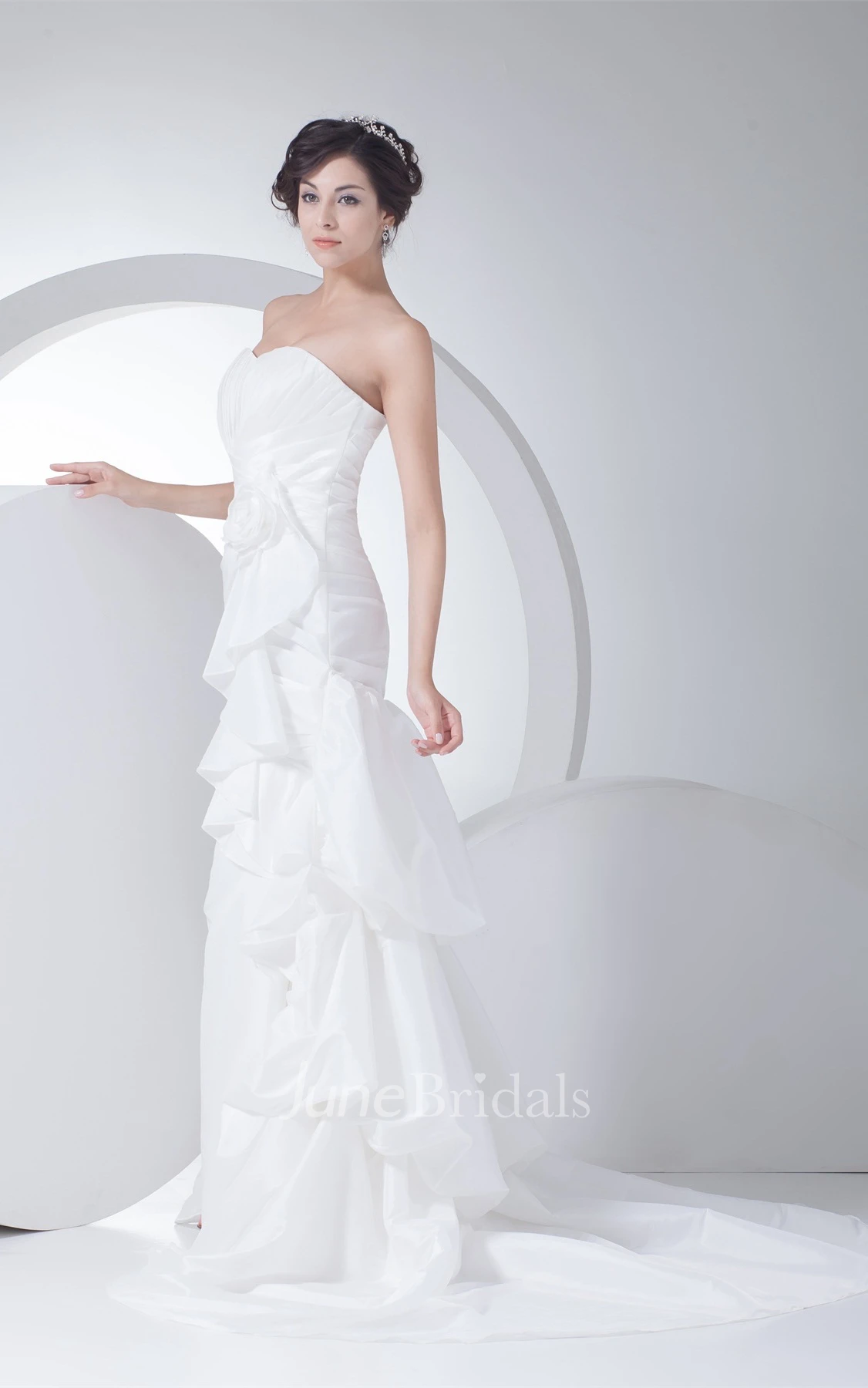 Sweetheart Ruched Mermaid Dress with Draping and Flower