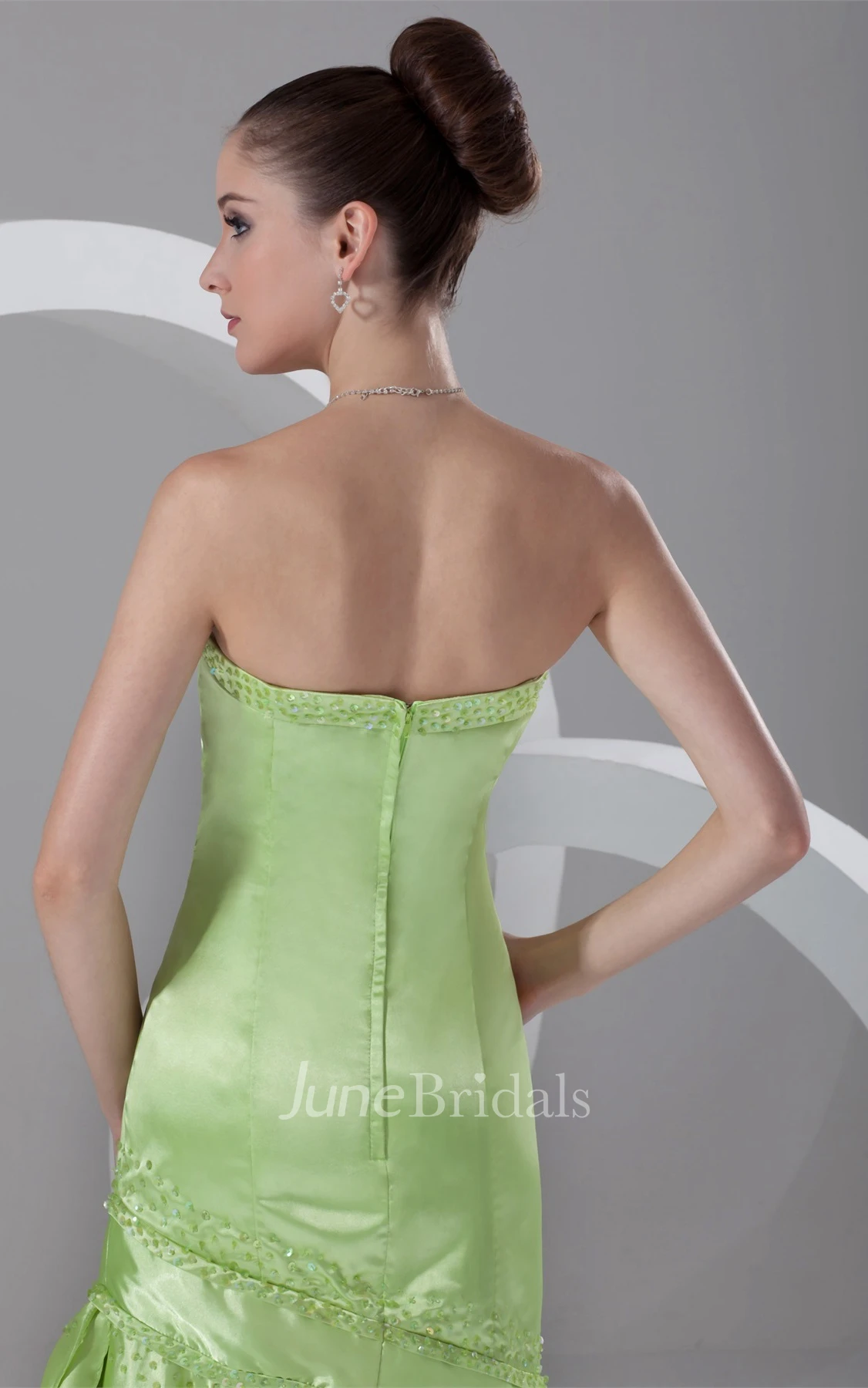 Sweetheart High-Low Tiered Dress with Beading and Draping