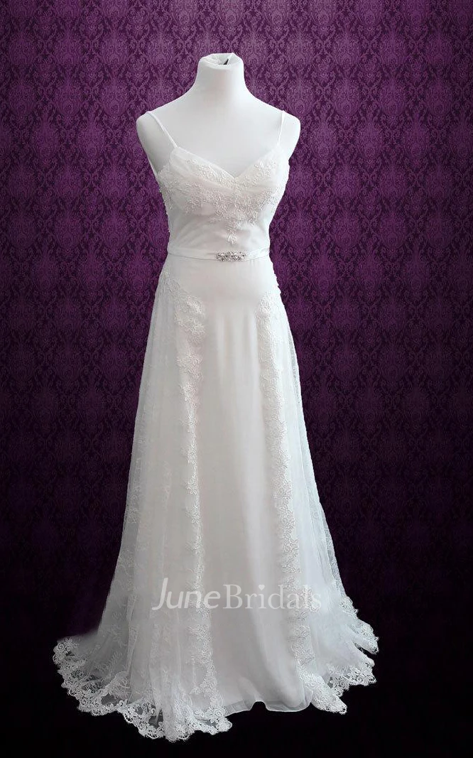 Sexy Spaghetti Straps Sweetheart Lace Dress With Sash And Open Back