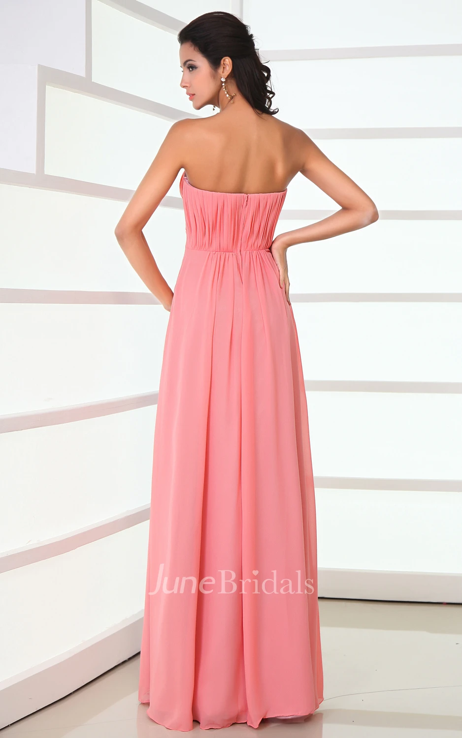 Gossamery Strapless Style Maxi Dress With Zipper Back