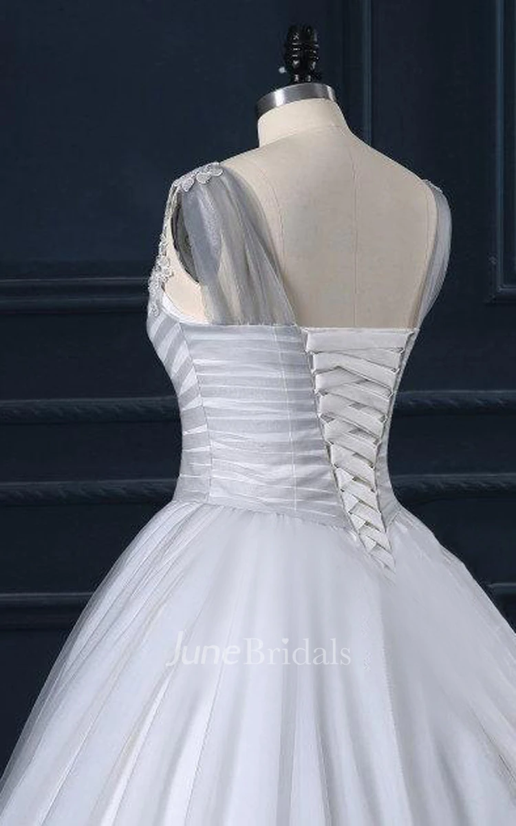 Sweetheart Tulle Lace Satin Dress With Beading Appliques