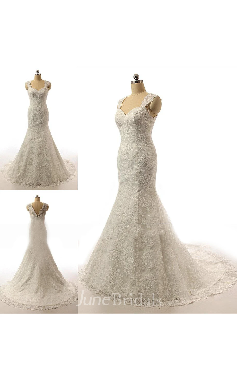 Sleeveless Sweatheart Lace Wedding Dress With Court Train