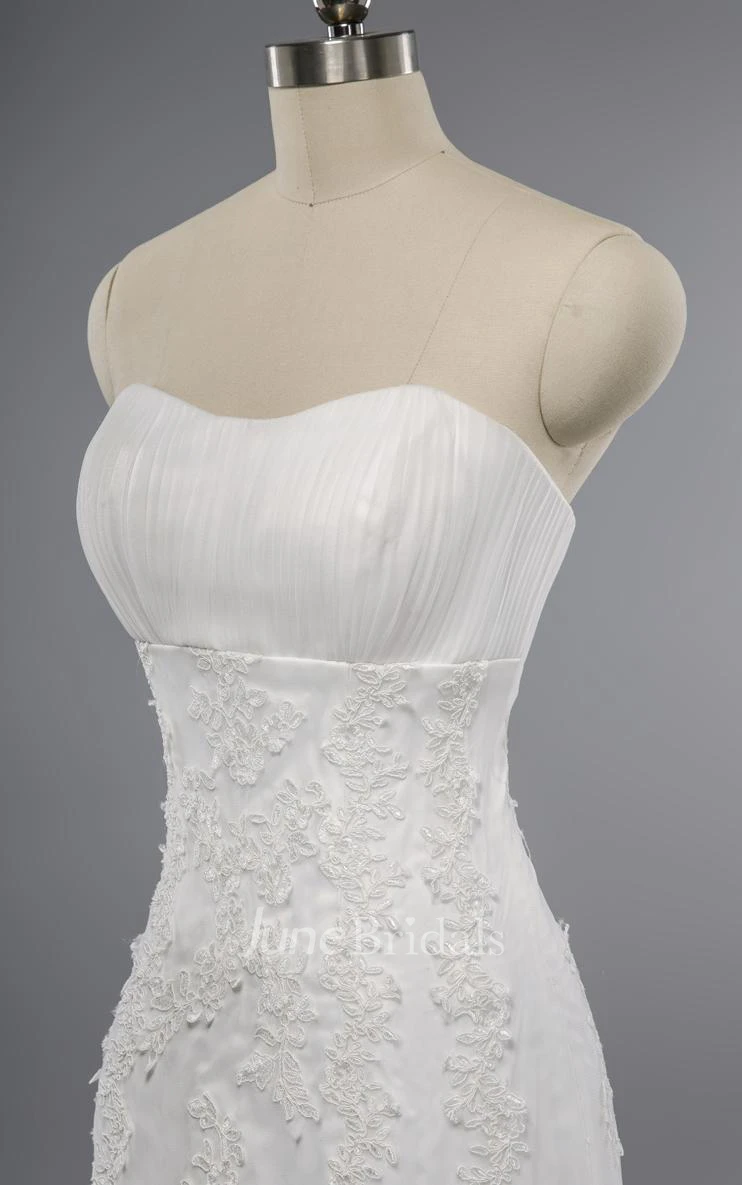 Mermaid Floor-Length Sweetheart Sleeveless Bell Appliques Zipper Keyhole Tulle Lace Dress