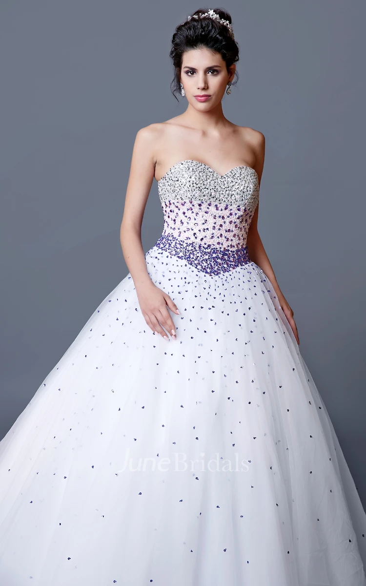 Ombre Fading Beadwork Fitted Bodice Princess Style Gown Glamorous Beauty