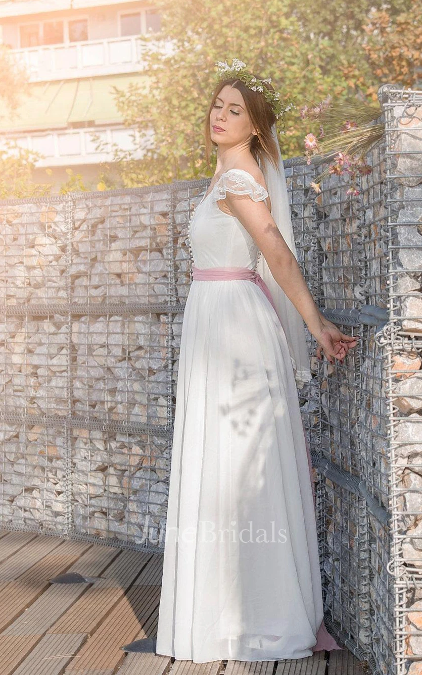 Sleeveless Sleeve Chiffon Lace Weddig Dress