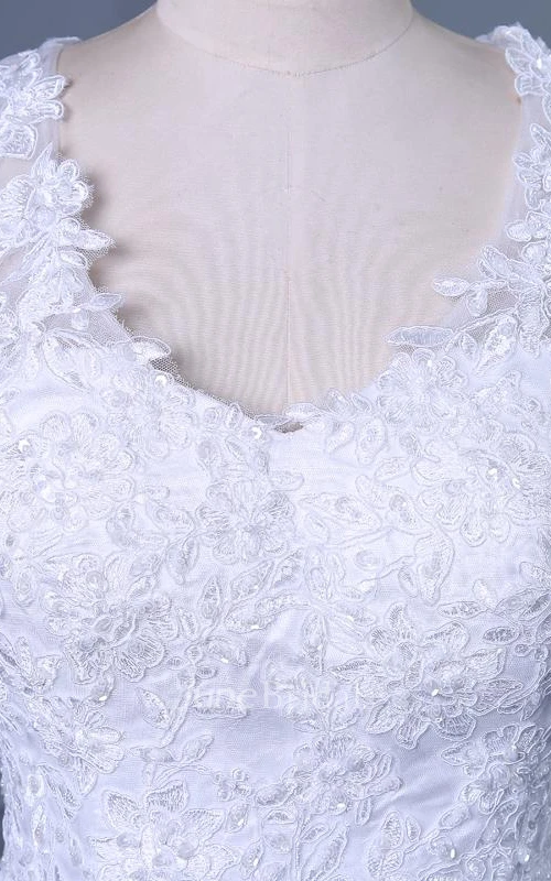 A-Line Short Off-The-Shoulder One-Shoulder V-Neck Beading Chapel Train Tulle Lace Sequins Satin Dress